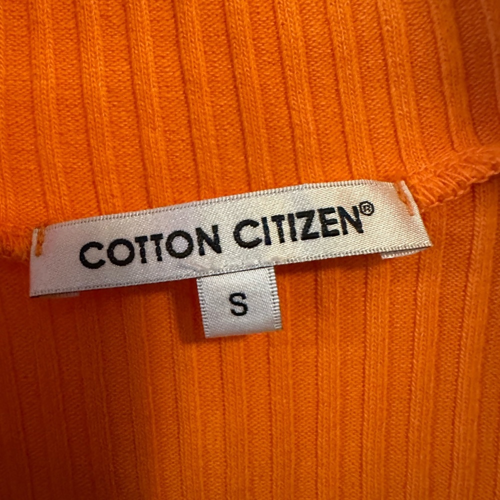 Cotton Citizen Bright Orange Crop Ribbed Top - Picture 3 of 3